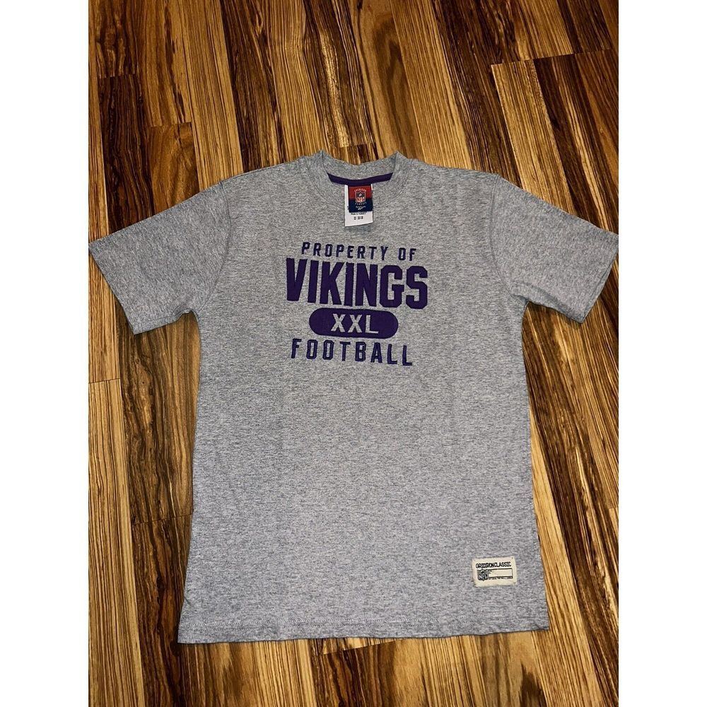 Minnesota Vikings Property of embroidered Youth Tee Shirt NFL M 10 12 BNWOT